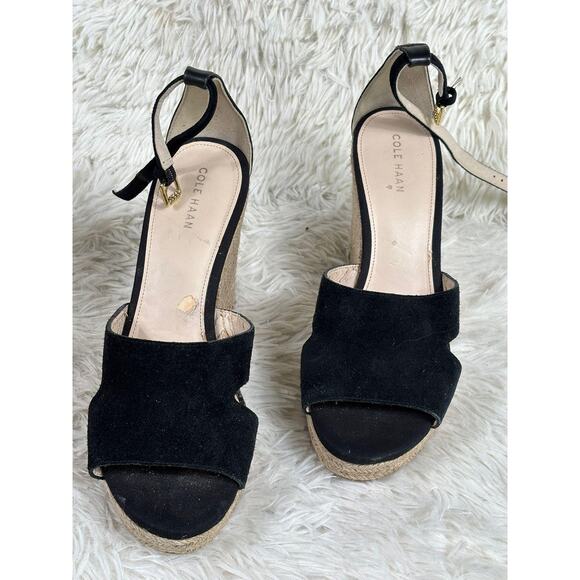 Cole Haan Sandals Womens Size 8B Suede Espadrille Wedge Ankle Strap K17 W10017 - Picture 1 of 8